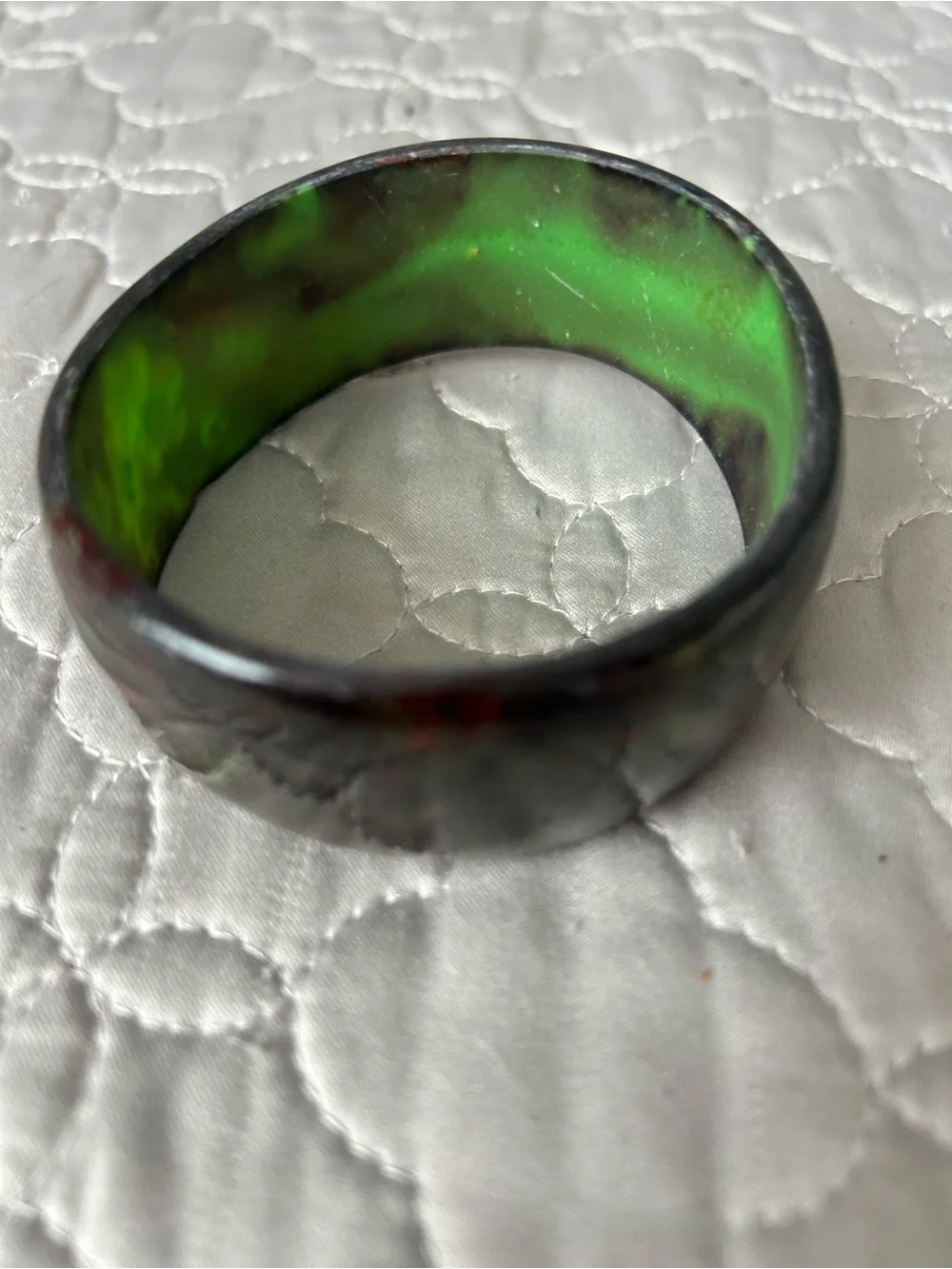 Olive GREEN and Multi-Colored SWIRLED Chunky Bangle Bracelet